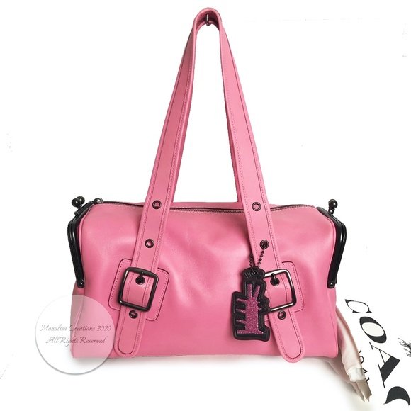 Coach x Keith Haring Mailbox Bag PINK Limited Edition Kisslock Shoulder Bag HTF - Picture 1 of 14